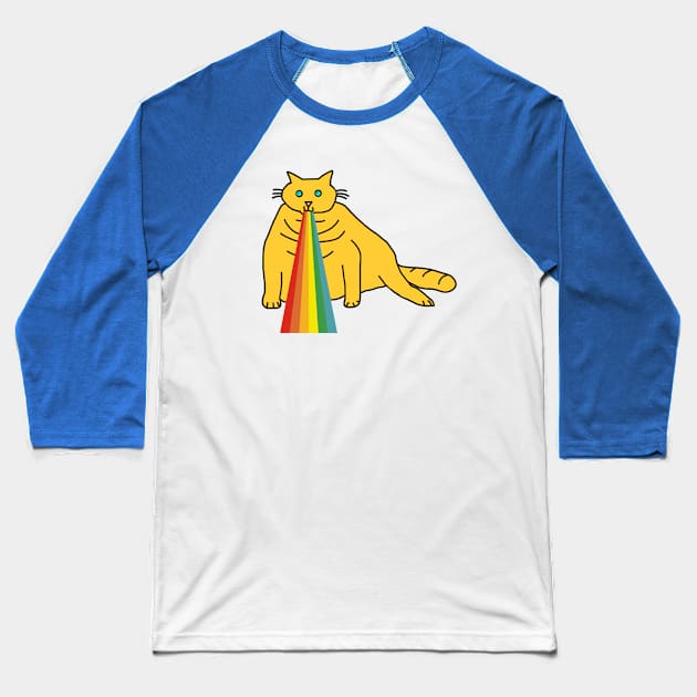 Animals with Rainbow Puke Chonk Cat Baseball T-Shirt by ellenhenryart